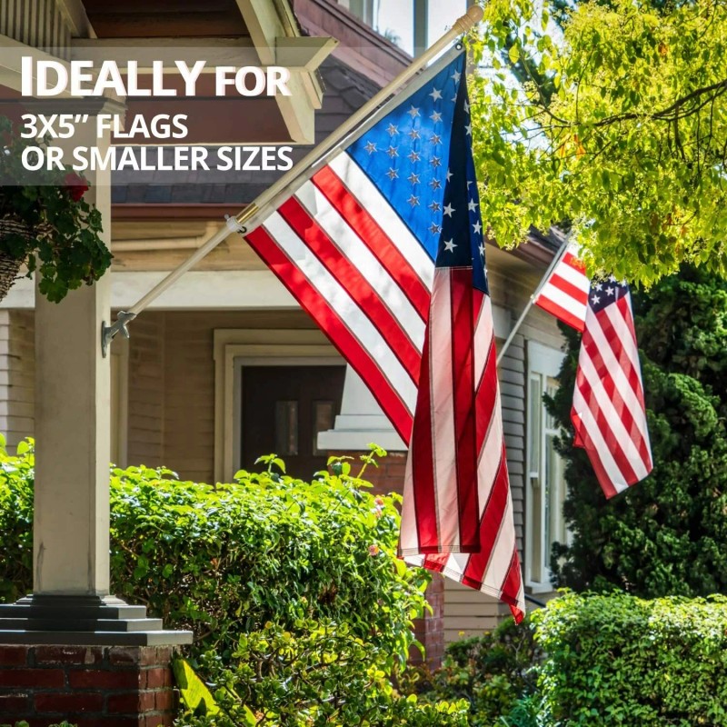 Anley 60" Solid Pine Wooden House Flagpole tangle-Free Adjustable Rotating