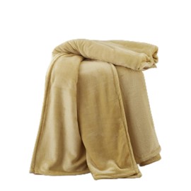 Catherine Lansfield Raschel Velvet Touch 130x170cm Blanket Throw Ochre