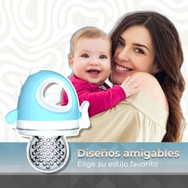 Chupón alimentador para frutas y papillas con seguro y tapa, 4 meses, dibujos animados (dino azul)