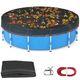 24FT Leaf Net Pool Cover for Above Ground Pool, Heavy-Duty Ultra-Fine 0.15’’Mesh Round Net Cover to Catching Leaves Debris with Winch & Cable, Cover Size: 27-Feet Dia (Includes 3-feet Overlap)