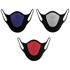Mrlahat 3 Pc Protective Mouth Face Masks Breathable Mesh UV Blocking Shield Cover Driving Motorcycle Cycling Balaclava Neck Adult (Silver+Blue+Red)