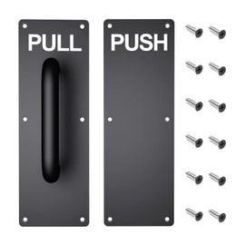 REAMTOP Push Pull Door Handle Set, Black Fingerprint-Proof Heavy Duty Plates for Wooden & Aluminum Door, Perfect for Garage, Restaurant & Business Place (300 X 100 mm)