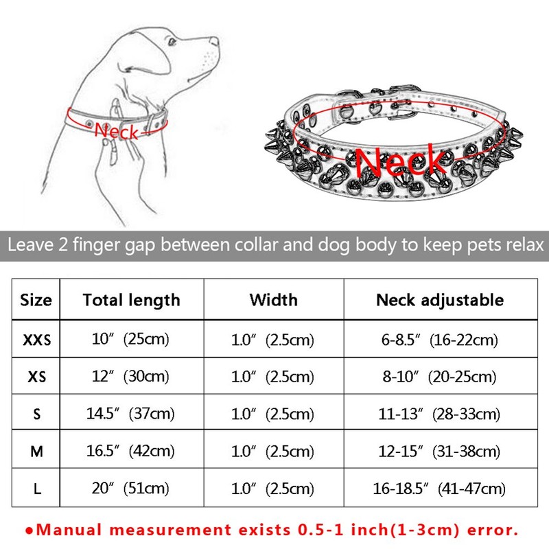 DOGGYZSTYLE Spiked Studded Rivet Leather Dog Collar for Cats Puppy