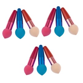 Minkissy 3sets Makeup Set Cosmetic Brush Set Synthetic Hair Makeup Sponge Skin Tint Brush Lollipop Latex Powder Puff Reusable 3pc*3 Random Color