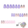 3D Flowers Press on Nails Short Coffin Fake Nails -
