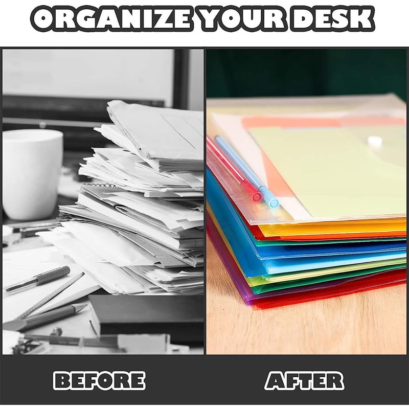 ASYKNM Pack of 6 Clear Document Folders with Press Stud