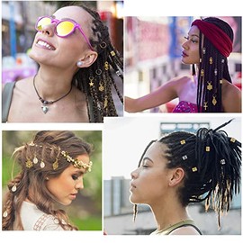 Nafaboig 200PCS Hair Beads for Women Braids, Loc Jewelry for Hair, Dreadlocks Accessories, Metal Gold Silver Clips Cuffs Coils Shells Rings for Hair B