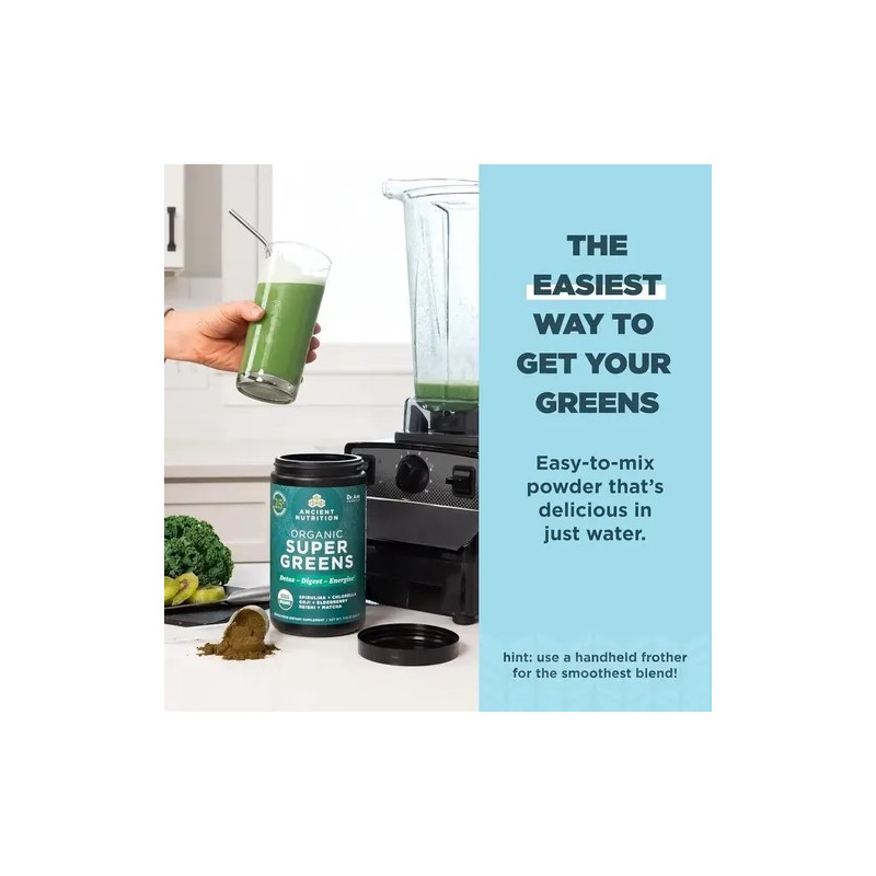 Superalimento Orgánico Ancient Nutrition SuperGreens con Probióticos y Enzimas en