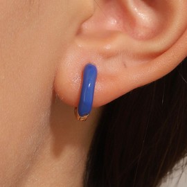 Shejuety exquisite enamel Hoop earrings with 14K gold plating are designed specifically for fashionable women, Suitable for various holidays, birthdays, jewelry gifts (blue)