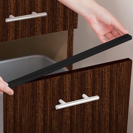 Cabinet Hero 3/4" Expands 7/8" Thick, 24" Length, Black, Pack of 4 – Slimline Cabinet Edge Protector, Durable Slip-On Plastic Door & Drawer Edge Guard – Protects Shelves from Discoloration & Damage