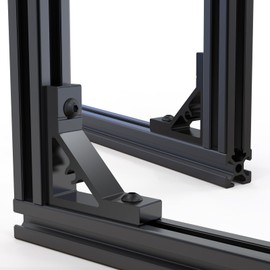10Sets Black Strong Support Corner Brackets,Heavy Duty Corner Brackets for 2020 Series Aluminum Extrusion Profile with Screws and T-Slot Nuts,53×53
