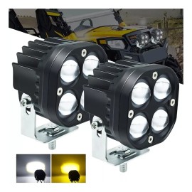 Par Faros De Lupa Led Luz Doble Color Para Moto Auto 120w