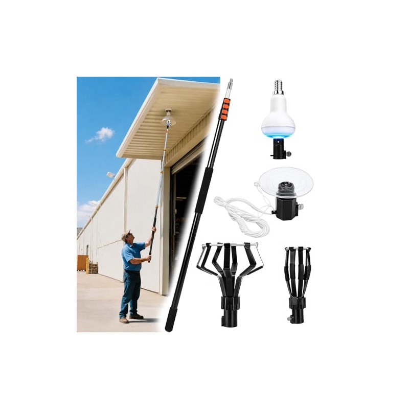 Kyxeuo Telescoping Light Bulb Changer for High Ceilings ，26FT Reach,