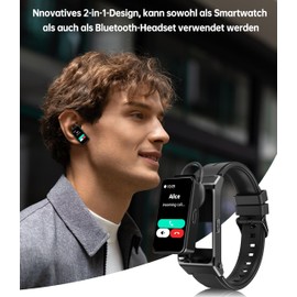 OUKITEL Smartwatch Men Women Bluetooth Headphones 2-in-1, Waterproof Fitness Watch with Phone Function, 1.47 Inch AMOLED Display, Sports Watch with 100+ Sports Modes, Pedometer, Sleep Monitor, Heart