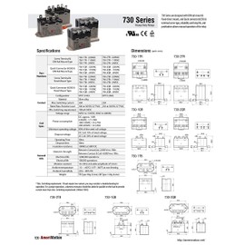730-1QB-110VAC, Electro Mechanical Power Relay, Panel Mount & Quick Connector(#250), 30A SPST NO, 110VAC Coil Input