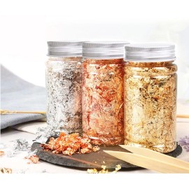 Belleza mexico Hoja De Oro Plata Gold Rose Decoracion Uña Artes 3 Frascos