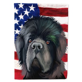 Caroline's Treasures CK6626CHF Newfoundland Dog American Flag House Flag Large Porch Sleeve Pole Decorative Outside Yard Banner Artwork Wall Hanging, Polyester, House Size, Multicolor