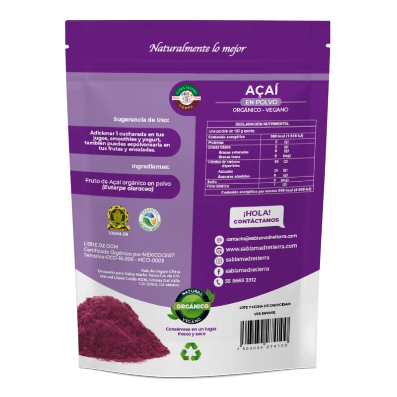 SABIA MADRE TIERRA- Acai Orgánico Certificado 250g