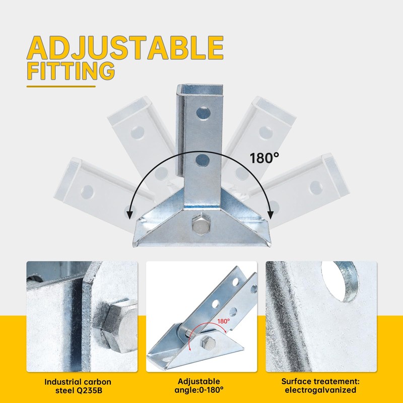 4 Pcs Adjustable Brace Fitting, LAICCUM Single Adjustable Angle Braces
