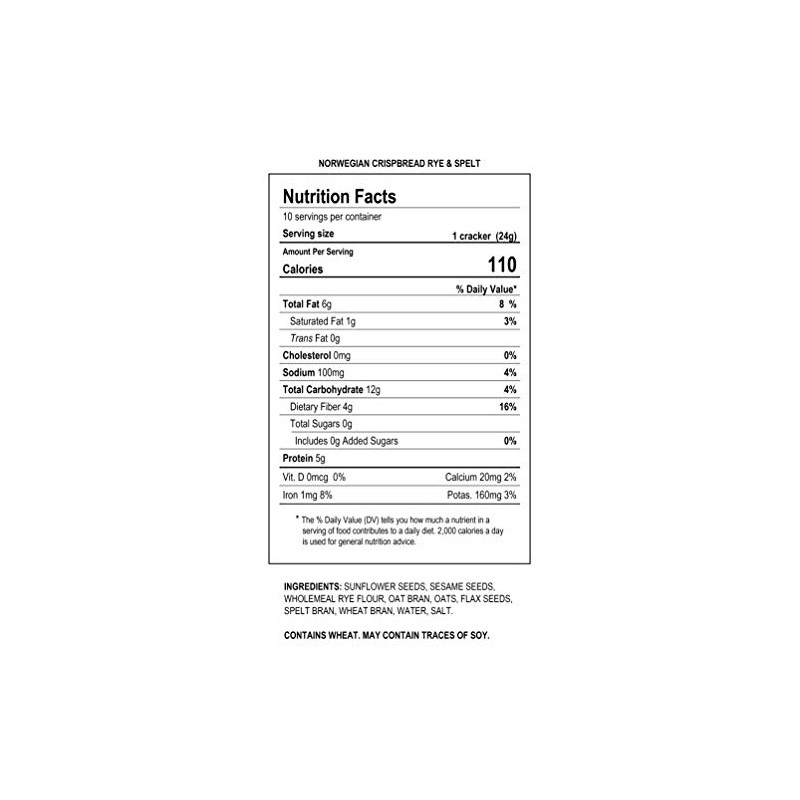 Sigdal Bakeri Rye & Spelt Norwegian Crispbread | All Natural,