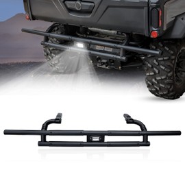 KATIMOTO Rear Bumper with LED Light for Can Am Defender 2016-2024, Heavy Duty Rear Bumper Rear Brushguard w/LED Light for Can-Am Defender HD5 / HD8 / HD10 Max 2016-2024 Accessories