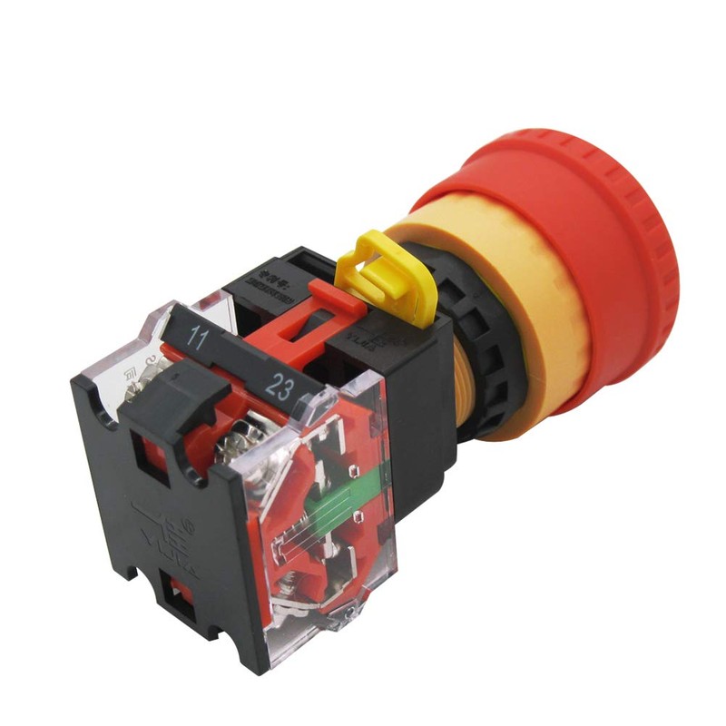 mxuteuk 1 NC 1 NO 22mm Red Mushroom Emergency Stop