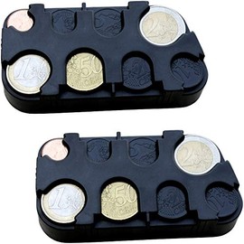 marion10020 Euro Coin Collector Coin Holder Money Sorter Coin Box Coin Collector Change Dispenser with Quick Fixation Black Set of 2