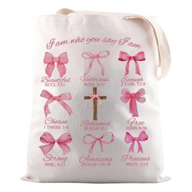 JNIAP Cross Coquette Bows Gift Christian Coquette Bows Tote Bag Bible Verse Gift (Cross Coquette Bows Tote Bag)