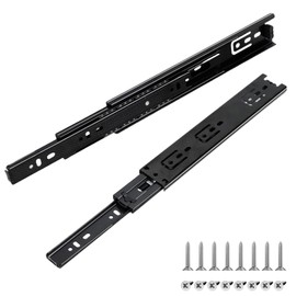 Prmape 2 Pcs Ball Bearing Drawer Runners 250mm, Ball Bearing Metal Black Runners Slides Rails Track, 25cm Full Extension Drawer Runner, Heavy Duty 45 kg Load Capacity