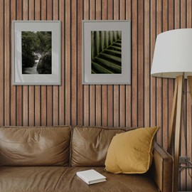 Abyssaly Wood Slat Wallpaper, Brown Shiplap Wood Grain Contact Paper Peel and Stick, Removable Self Adhesive Faux Wood Panel Wall Covering for Cabinets and Drawers 17.7 in X 236.2 in