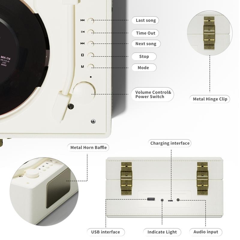 Yintiny Desktop Bluetooth 5.0 CD Player with Speaker, Portable CD