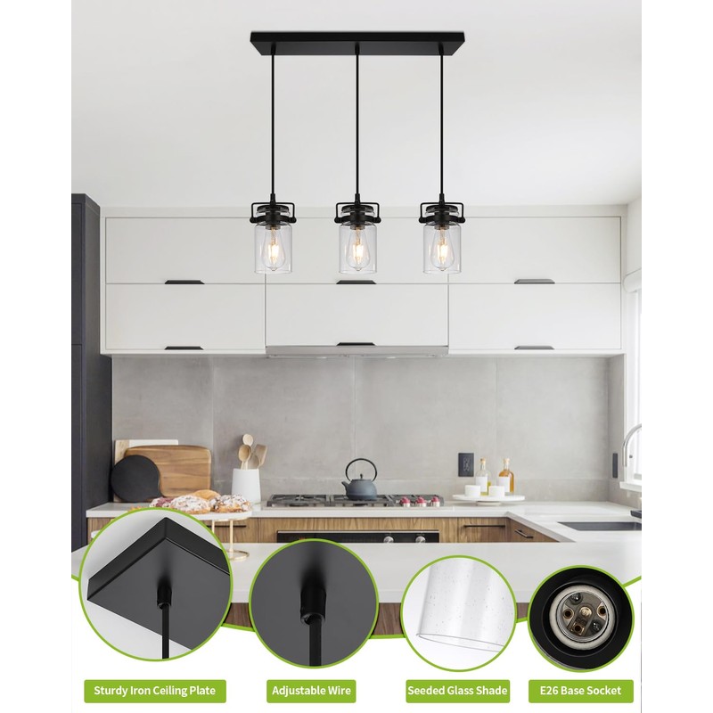 foucasal Kitchen Pendant Lighting Over Island Pendant Lights with Seeded