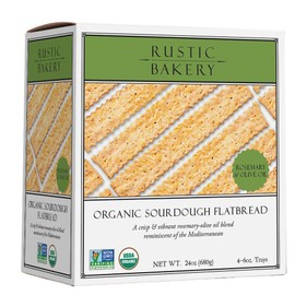 Rustic Bakery Handmade Sourdough Flatbread - Rosemary & Olive Oil - Sea Salt Charcuterie Crackers - Artisan Crackers for Cheese Platter or Snacking - Made in California - Pack of 4, 6 Oz Trays