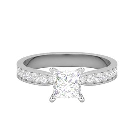 DIRI JEWELS 1CT Princess Cut Moissanite Wedding Ring For Women, Lab Grown Diamond Moissanite Hypoallergenic 925 Sterling Silver 14K Gold Plated Ring