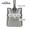 Truper Square-Point Shovel, Mid-Size Steps, 48-Inch Wood Handle with 6-Inch