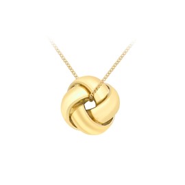 Carissima Gold Women's 9 ct Yellow Gold Four Way Knot Pendant on Cut Curb Chain of Length 46 cm