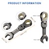 HARFINGTON Flex Head Stubby Ratcheting Combination Wrench 15mm Metric 72-Teeth