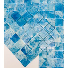 Glass Mosaic Tiles 8 Sheets Sky Blue 12X12 inches for Swimming Pool Kitchen backsplash Bathroom Shower Outdoor