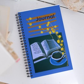 TheFindHQ Quiet Time Blue Spiral Notebook Journal Lined Ruled Hardcover Diary for Women