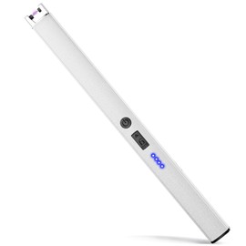 VEHHE Plasma Lighter, USB Type C Electric Lighters Rechargeable with Led Display, Windproof Pulse Extended Long Lighter with Anti-False-Touch Lock, for BBQ Camping Festivals-Silver