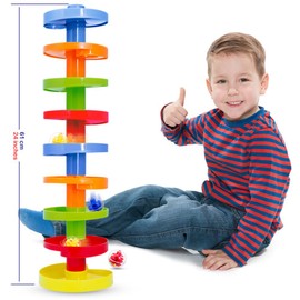 WEofferwhatYOUwant Educational Ball Drop Toy for Kids - Spinning Swirl Ball Ramp 2 Sets Activity Toy for Toddlers and Babies Safe for 9 Months and Up