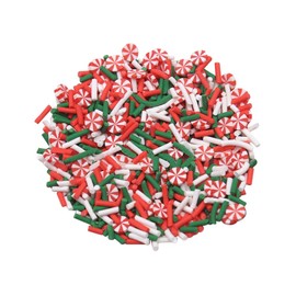 UUYYEO 200 Grams Christmas Polymer Clay Slices Sprinkles Clay Candy Canes Charms Beads Nail Art Slices Peppermint Candy Themed Scrapbooking Embellishments Red White and Green