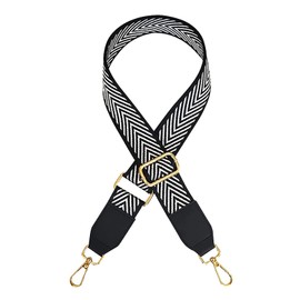 1 x Adjustable 3.8 cm Shoulder Strap, Water Ripple, Black Wide Bag Shoulder Strap for Men and Women, DIY Bag Accessories for Girls
