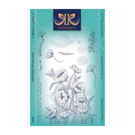 KatKin Krafts Poppy Power Stamp Set, 6 x 8 Inch, Clear, 6 x 8 Inch
