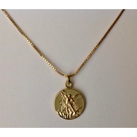 I G J Saint Michael Archangel Medal 925 Silver Gold-Plated with Sterling Silver Chain, Gold, No Gemstone