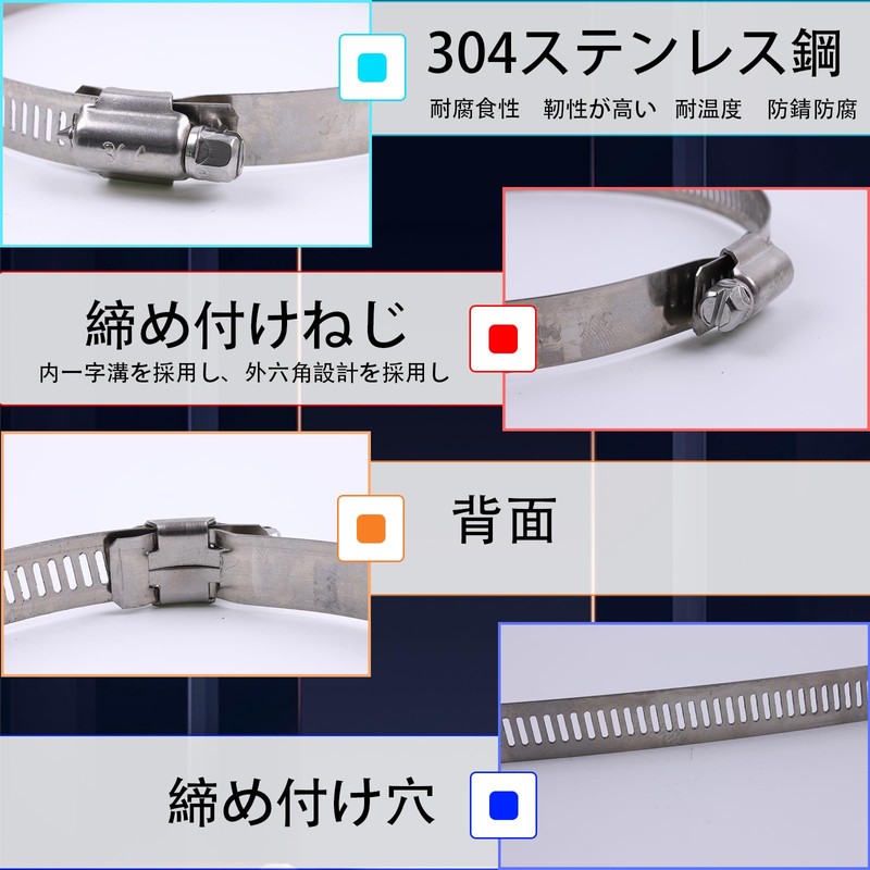 Hose Band, Hose Clamp, Strong Tightening Band, 304 Stainless Steel,