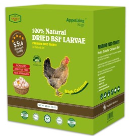 5.5 LBS Dried Black Soldier Fly Larva/Dried Mealworms - 100% Natural BSF Larvae - 85XMore Calcium Than Mealworms - High Calcium Treats for Chickens, Birds, Reptiles, Hedgehog, Geckos, Turtles- 5.5 LBS