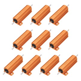 sourcing map 10pcs 50W 0.33 Ohm 5% Aluminum Housing Case Resistor, Wirewound Resistors Screw Tap Chassis Mounted, Gold