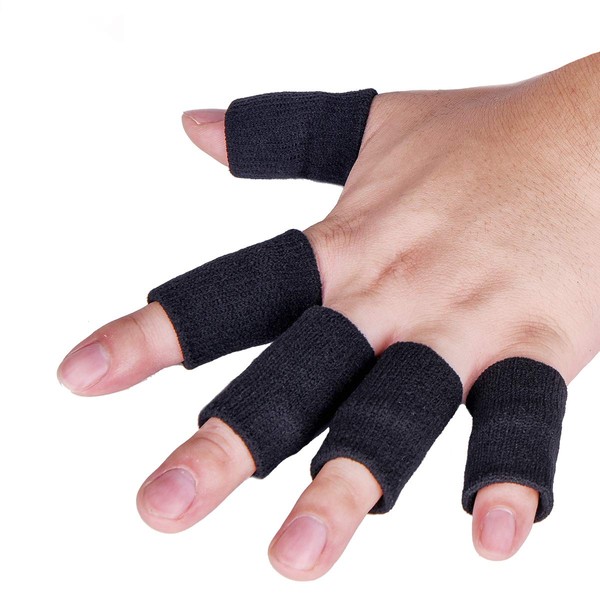 Luniquz Finger Sleeves, Thumb Splint Brace for Finger Support, Relieve Pain for Arthritis,Triggger Finger, Compression Aid for Sports, Black