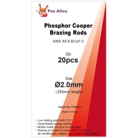 Fox Alloy (20pcs) Copper Brazing Rods BCuP-2 (5/64") - (2mm) Phosphorus Round Bcup-2 20PCS